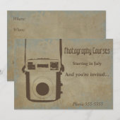 Cours vintage de photographie Carte d'invitation (Devant / Derrière)