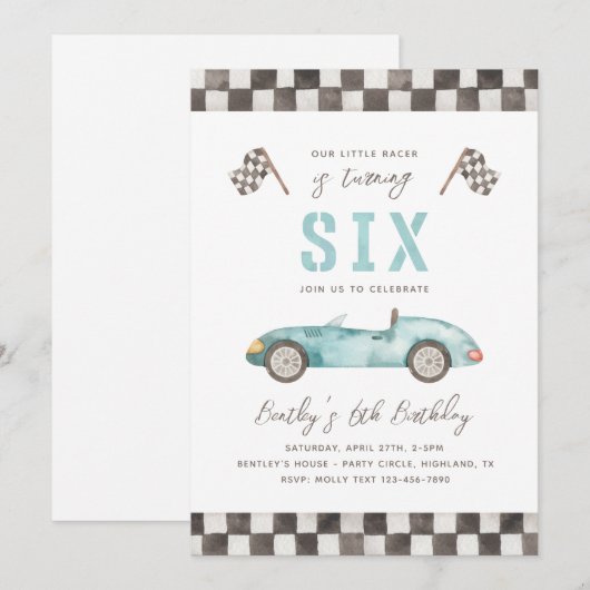 Course 6e anniversaire Invitation | Invitation rap (Devant / Derrière)