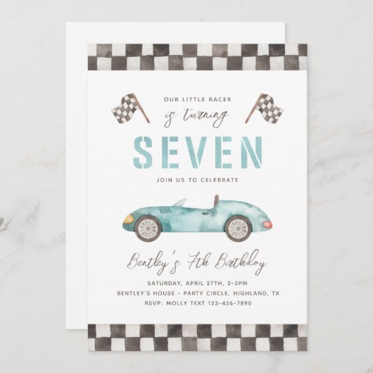 Course 7e anniversaire Invitation | Invitation de (Devant / Derrière)