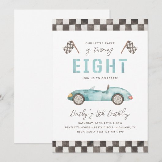 Course 8e anniversaire Invitation | Invitation de  (Devant / Derrière)