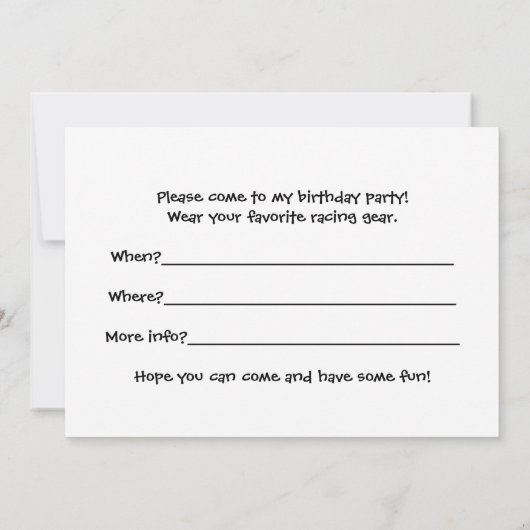 Course Anniversaire Invitation de fête, Dune Buggy (Dos)