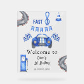 Course aquarelle Voiture premier anniversaire fête (Recto)