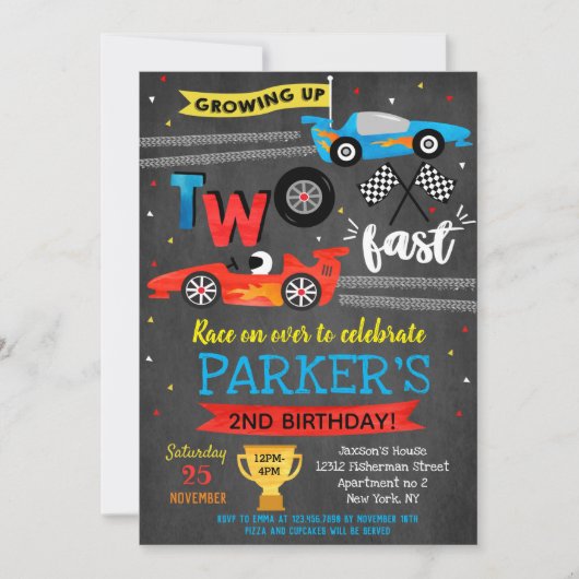 Course automobile Deux invitations rapides 2e anni (Devant)