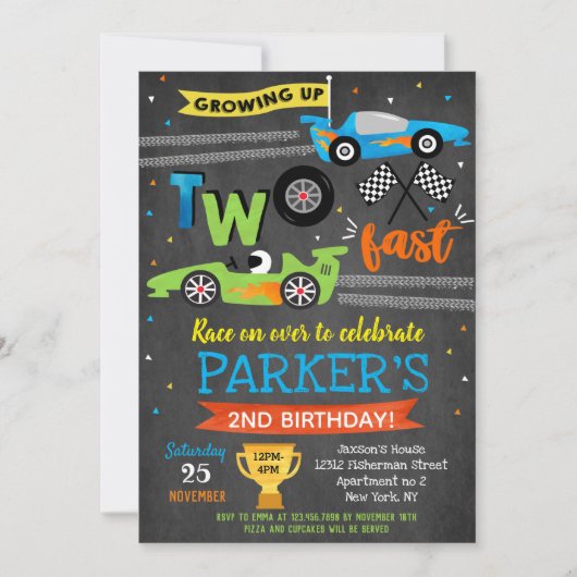 Course automobile Deux invitations rapides 2e anni (Devant)