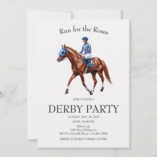 Course aux Roses Invitation à la fête du Kentucky (Devant)