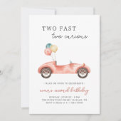 Course Car Two Fast 2nd Birthday Invitation (Devant)