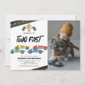 Course Car Two Fast 2nd Birthday Photo Invitation (Devant)