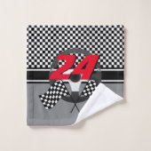 Course de À damiers en noir et blanc (Gant de toilette)