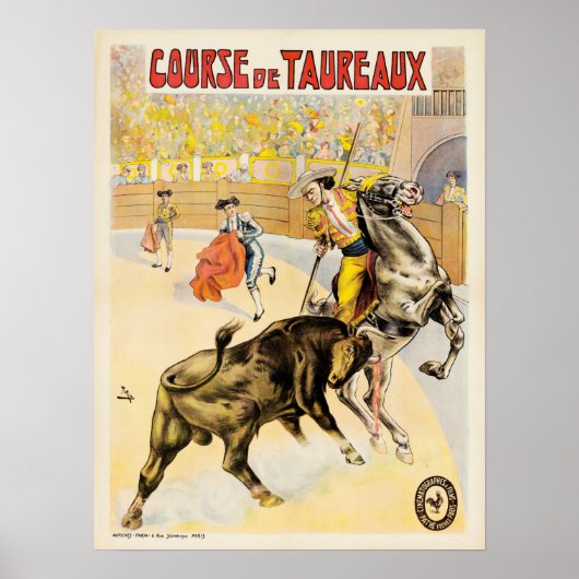 Course de Taureaux 1907 Bull Fighting Ad Poster (Voorkant)