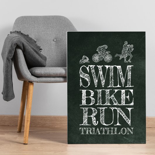 Course de vélo de natation Triathlon Chalk Poster