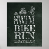Course de vélo de natation Triathlon Chalk Poster (Devant)