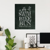 Course de vélo de natation Triathlon Chalk Poster (Bureau à domicile)