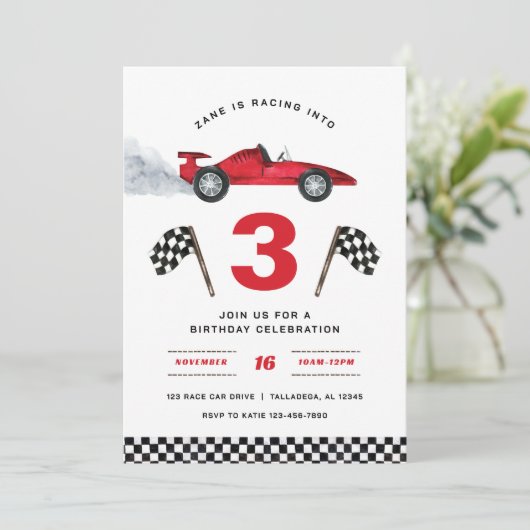 Course en 3 Invitation d'anniversaire (Debout devant)