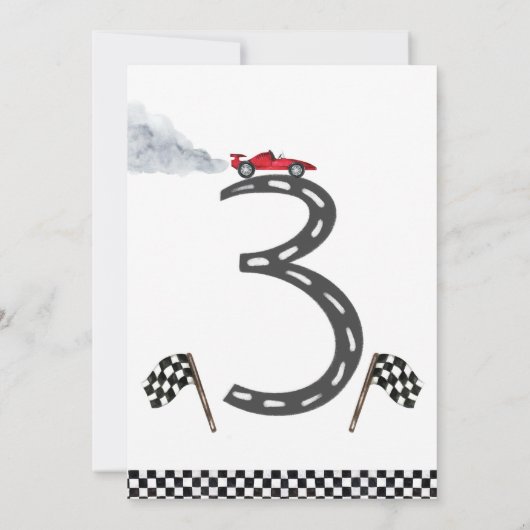 Course en 3 Invitation d'anniversaire (Dos)