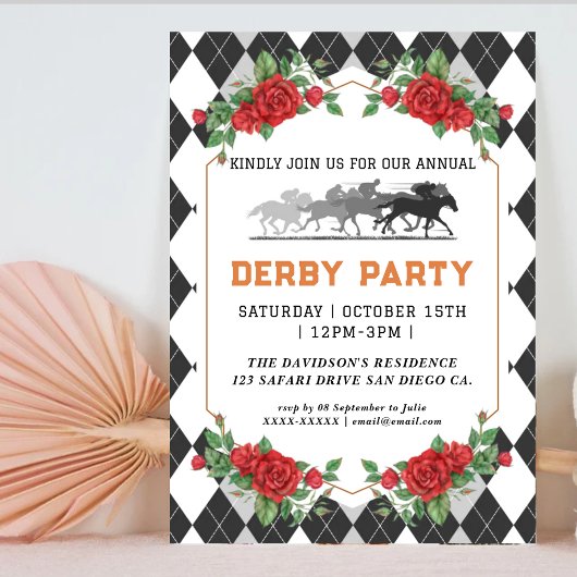 Course moderne Horse Derby Party Invitation équest