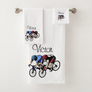 Course personnelle de vélo bleu et rouge