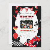 Course rouge et noire Invitation d'anniversaire -  (Devant)