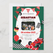 Course verte et noire Invitation d'anniversaire - (Devant)