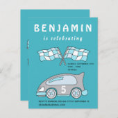 Course voiture Anniversaire Fête Invitation (Devant / Derrière)