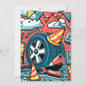 Course voiture Anniversaire Fête Invitation (Dos)