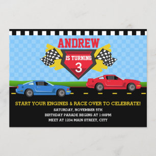 Course voiture Anniversaire Parade Invitation