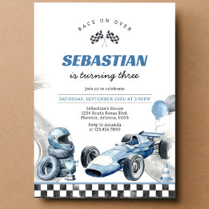 Course Voiture Blue Boy Invitation Anniversaire