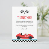 Course voiture rouge Anniversaire Carte de remerci (Debout devant)