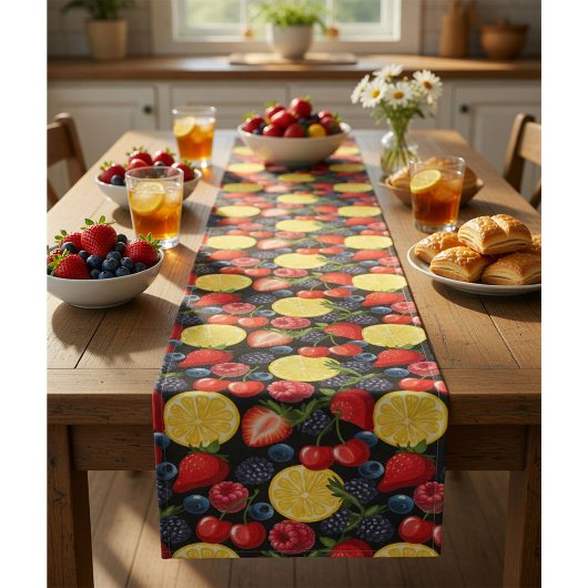 Court Chemin de table Bright Berries & Lemon