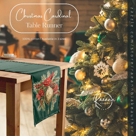 Court Chemin de table de Noël Cardinal