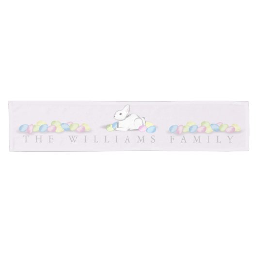 Court Chemin de table de Pâques avec lapin blanc (Horizontal)