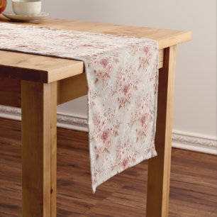 Court Chemin de table en dentelle inspirée de fleurs ros