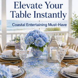 Court Chemin de table Hydrangea Bleu | Réceptions Côtièr
