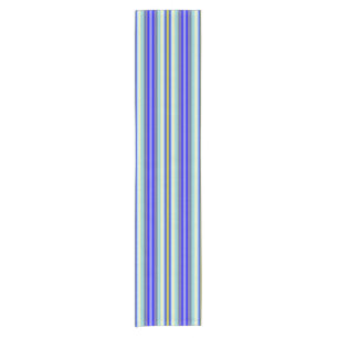 Court Chemin de table nuances de bleu avec rayures jaune