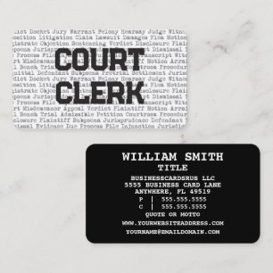Court Clerk Legal Words Visitekaartje