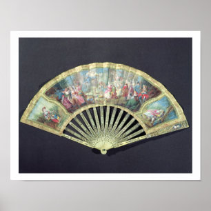 Court Fan, French, 18e eeuw (ivoor en w/c over Poster
