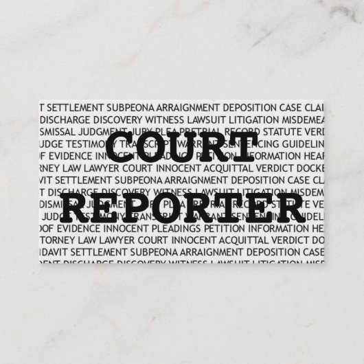 Court Reporter Words Visitekaartje (Voorkant)