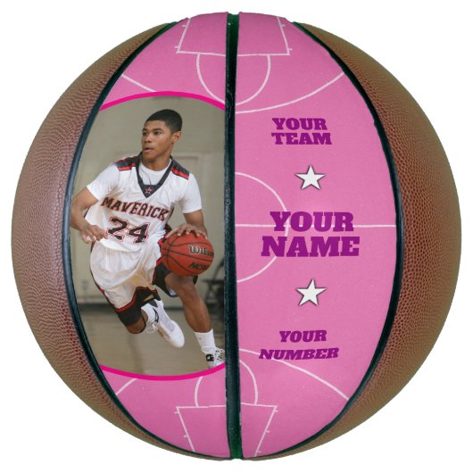 Court Side Custom Basketball roze Basketbal (Verticaal)