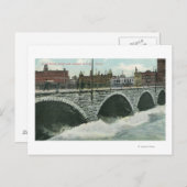 Court Street Bridge en Genesee in High Water Briefkaart (Voorkant / Achterkant)