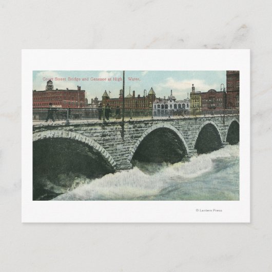 Court Street Bridge en Genesee in High Water Briefkaart (Voorkant)