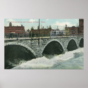 Court Street Bridge en Genesee in High Water Poster