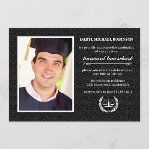 Court Symbol Photo Law School Afstuderen Uitnodige Kaart