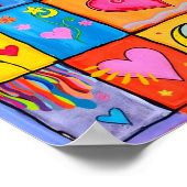 Courtepoint Patchwork Cœurs | Impression d'art fol (Coin)