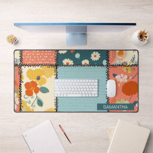 Courtepoint Patchwork Floral Coloré avec Impressio