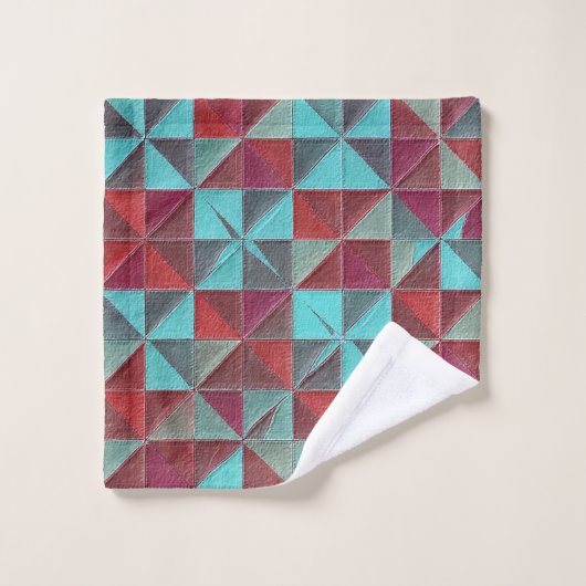 courtepoint rouge, sarcelle, violet et gris (Gant de toilette)