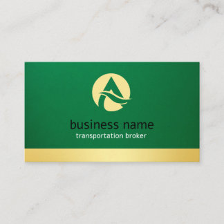 courtier en transport carte de visite vert & or