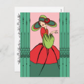 COURTNEY, ART DECO: Verleden van Kerstmis Feestdagenkaart (Voorkant / Achterkant)