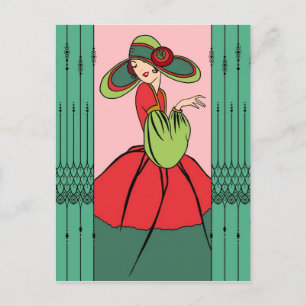COURTNEY, ART DECO: Verleden van Kerstmis Feestdagenkaart