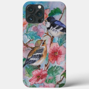 Courtship - Cute Sparrows - Waterverf Schilderen iPhone 13 Pro Max Hoesje