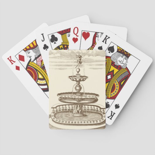 Courtyard Fountain with Ornamental Cherub Speelkaarten (Achterkant)