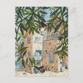 Courtyard in Haifa Israel Cityscape Collage Sketch Briefkaart